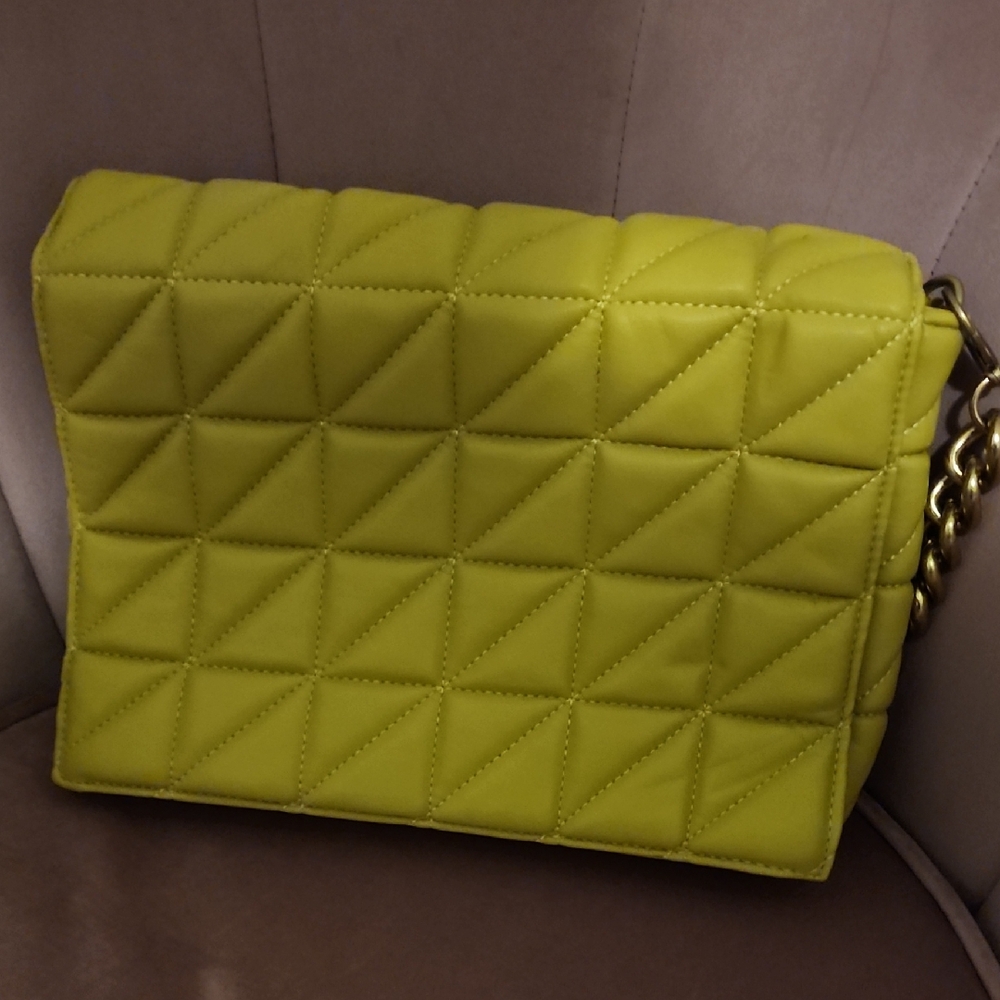 Lime Quilted Chain Shoulder Bag